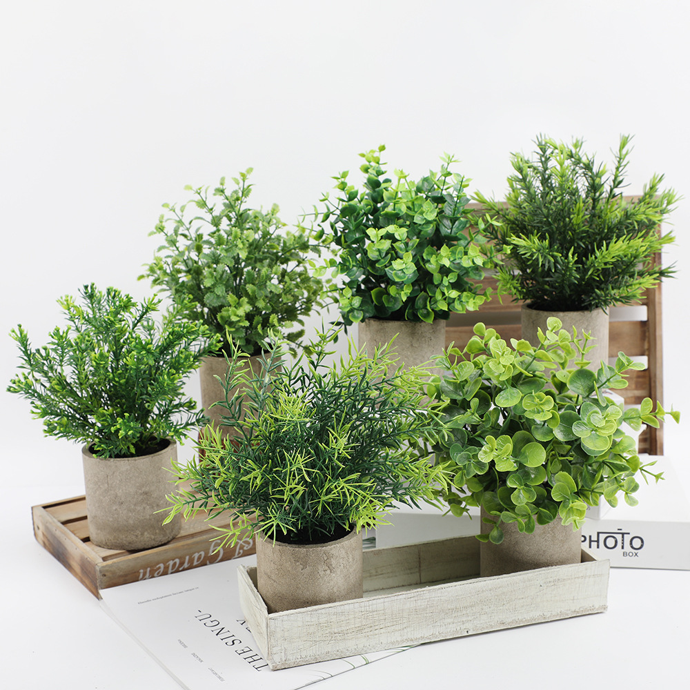 Home Office Layout - Artificial Plant Potted Eucalyptus Plant Small