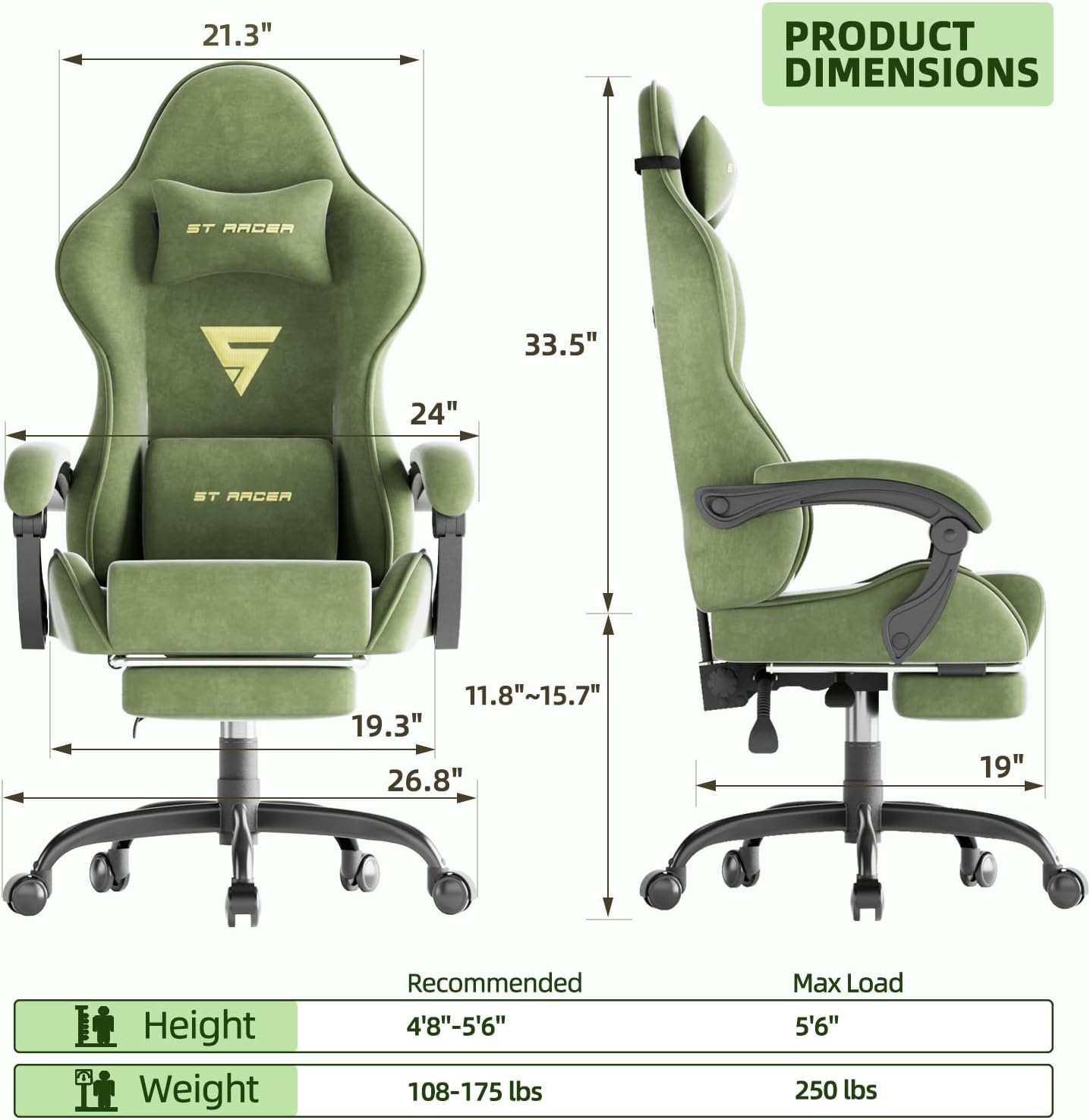Gaming Chair Racing for Adult, - Ergonomic Office Chair 评论和价格