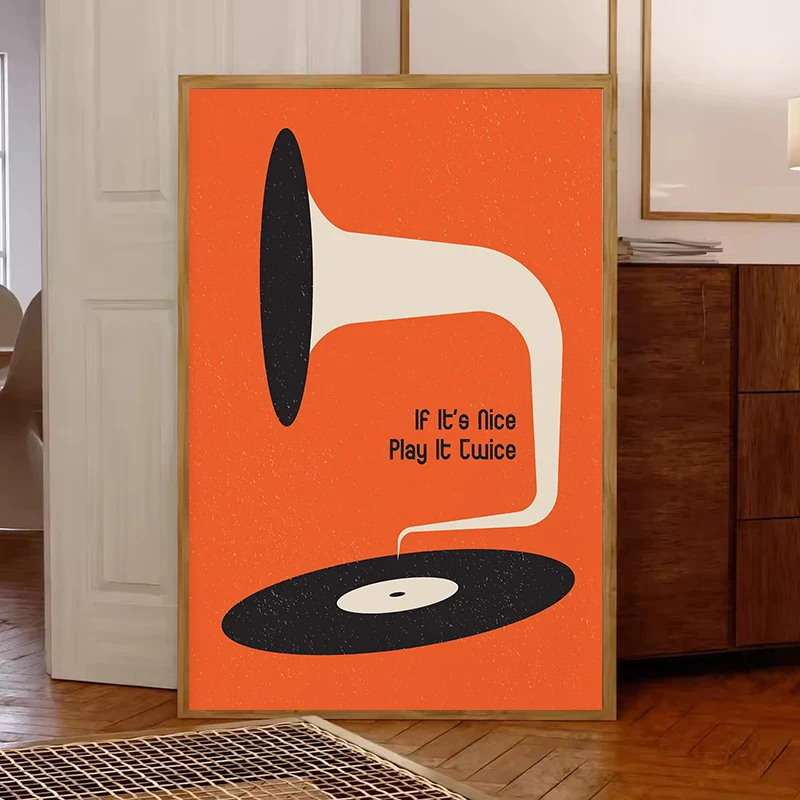 Mid Century Vinyl Record Canva - Home Office Or 评论和价格