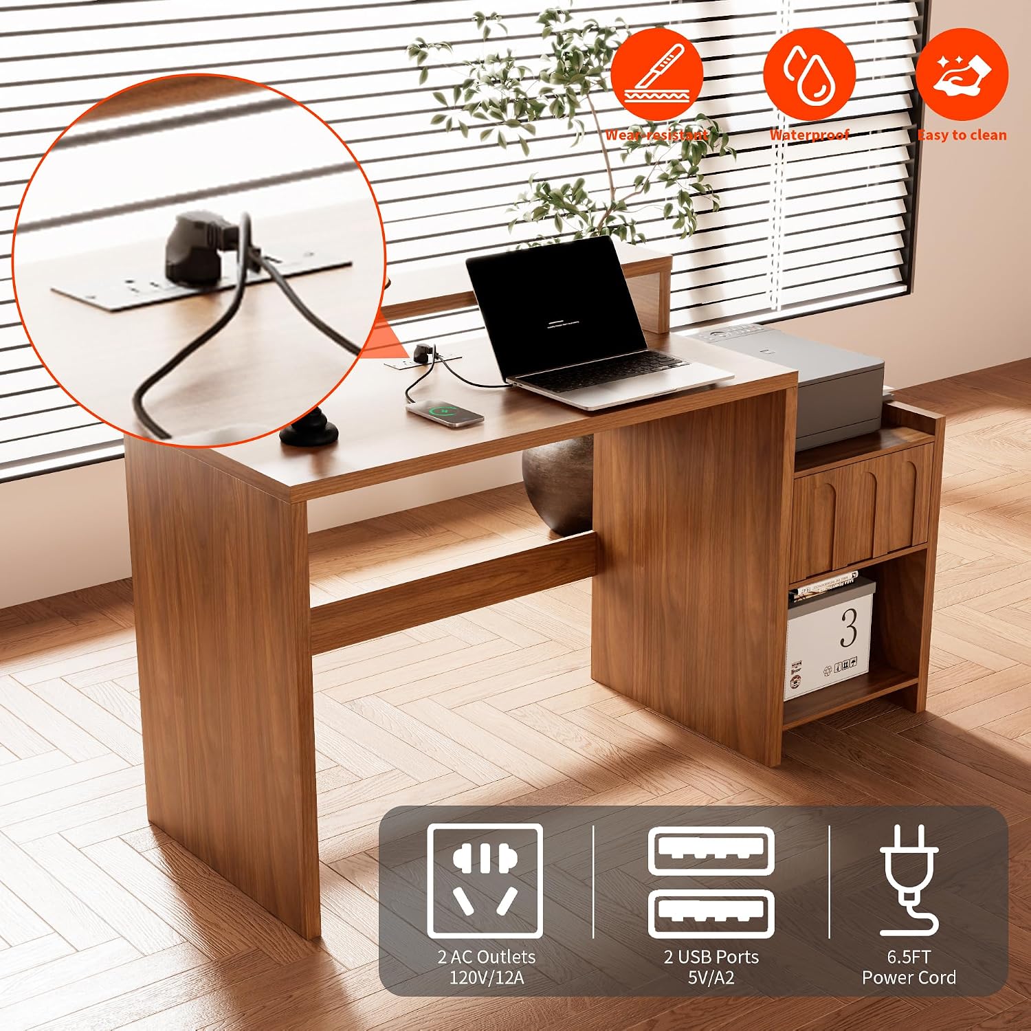 60 Inch Executive Desk with Dr - Home Office Work Table 评论和价格