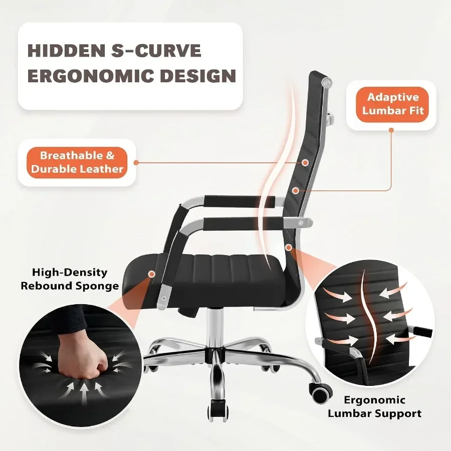 Executive ribbed mid-back PU l - Ergonomic Office Chair 评论和价格