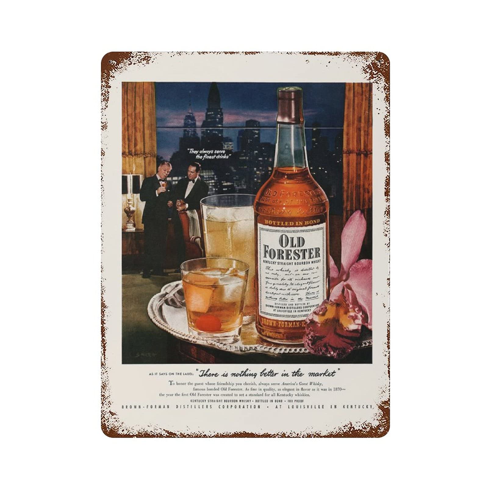 Metal Tin Sign, Vintage Bourbo - Home Office Or 评论和价格